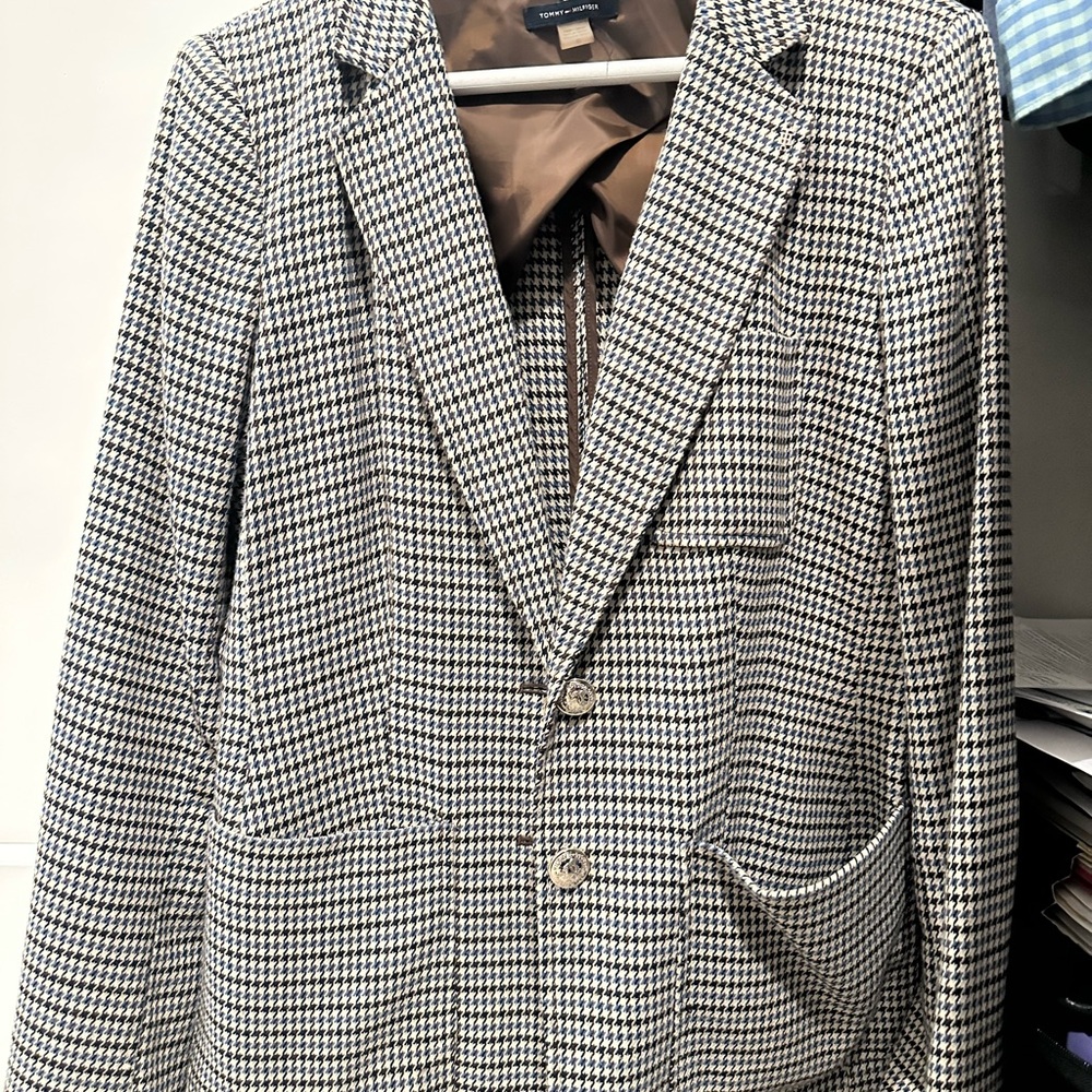 Tommy Hilfiger Women's Houndstooth Blazer - Black and White